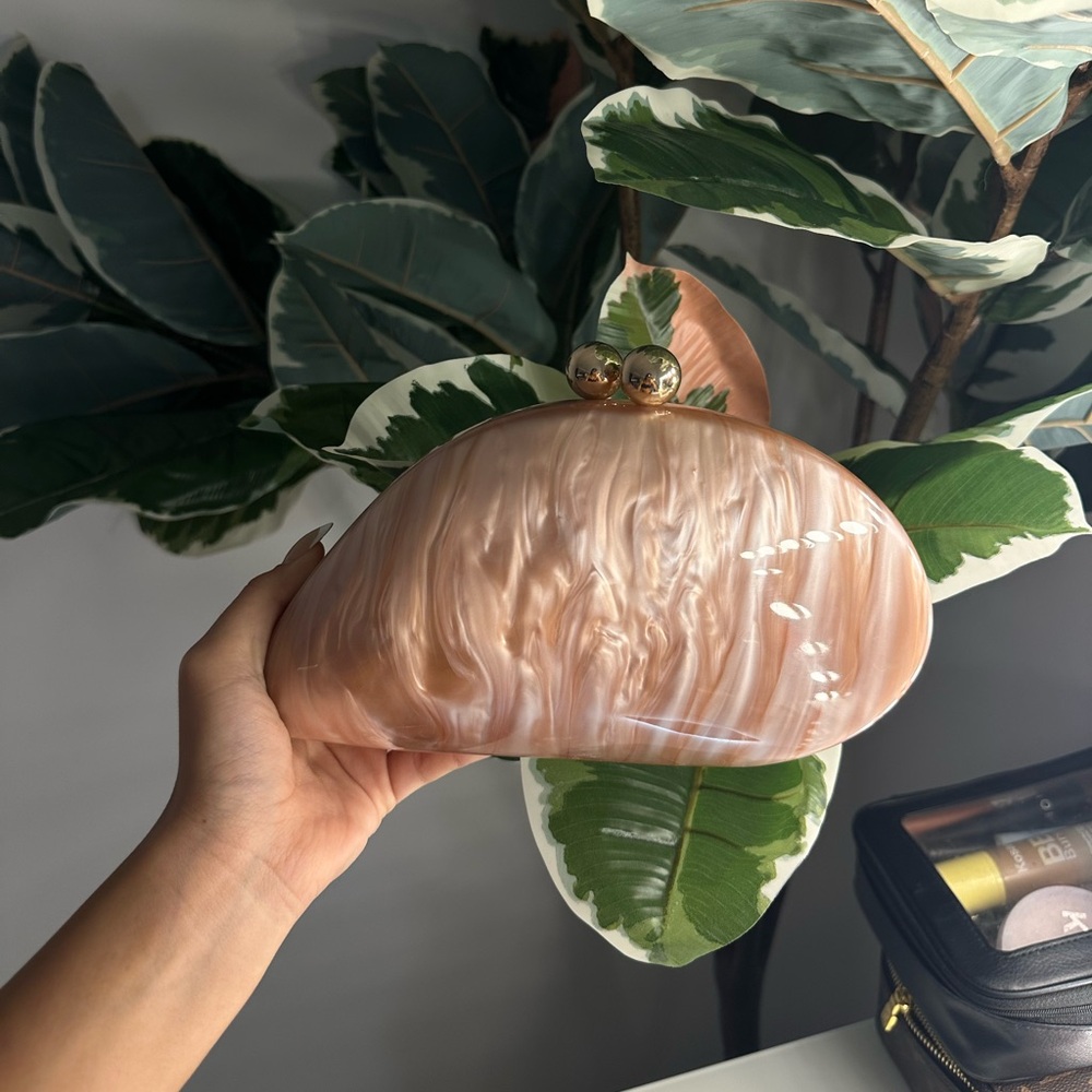 Pink pearl Cream Clutch purse